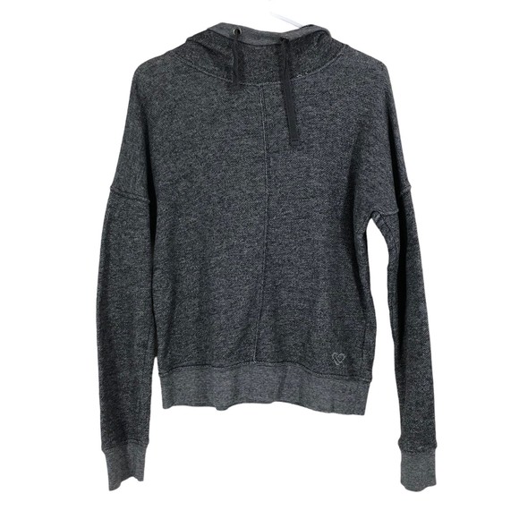 Heather Grey, Drop Shoulder, Mock Cowel Neck Sweatshirt Hoodie Lightweight SZ M - Picture 1 of 7